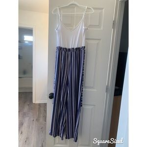 White and blue jumpsuit